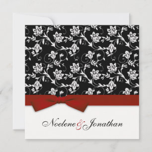 Burgundy Bow Flower Wedding Invitation Kaart