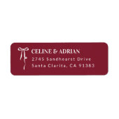 Burgundy Bow Return Address Label (Voorkant)