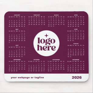 Burgundy Branded Business Logo 2026 Kalender Muismat