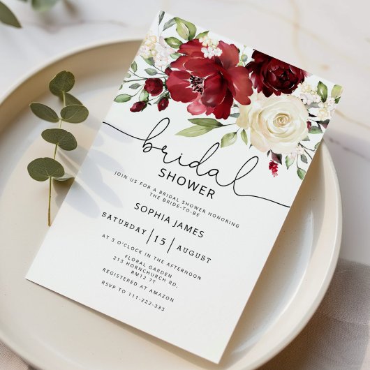 Burgundy Bridal shower Invitation