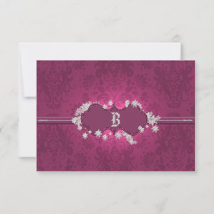 Burgundy Brocade RSVP Kaartje
