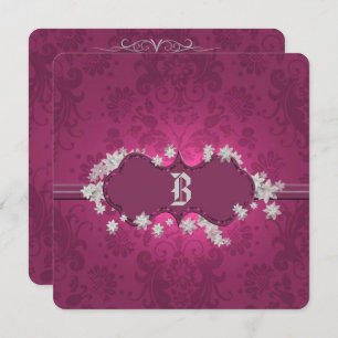 Burgundy Brocade Wedding Invitation Kaart