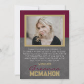 Burgundy & Bronze Graduation Carte de remerciement (Devant)