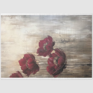 Burgundy & Bronzen Bloemveld, abstract realisme Tissuepapier