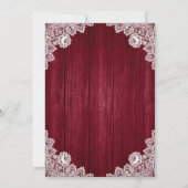 Burgundy Burlap Lace Wedding Enregistrer La Carte (Dos)