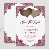 Burgundy Burlap Wedding Save the Date Kaart (Voorkant / Achterkant)