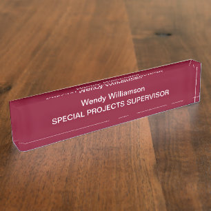 Burgundy Business Kantoor Desk Naambordje