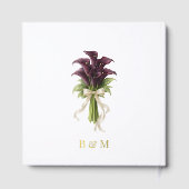 Burgundy Calla Lily Wedding Bouquet Ivory Ribbon (Verso)