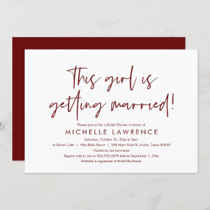 Burgundy Casual en Fun, Vrijgezellenfeest Party Kaart