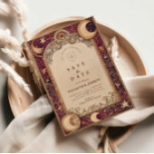 Burgundy Celestial Moon Wedding Save The Date