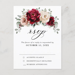 Burgundy Champagne Ivoorkleurig Mauve Roze Bloemmo Briefkaart