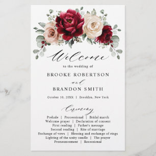 Burgundy Champagne Ivory Mauve Roos Floral Program