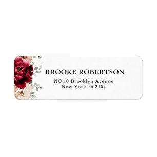 Burgundy Champagne Ivory Mauve Roos Floral Wedding Etiket