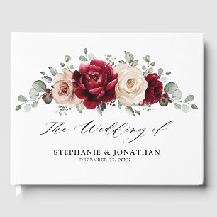 Burgundy Champagne Ivory Mauve Roos Floral Wedding Gastenboek
