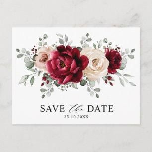 Burgundy Champagne Ivory Mauve Roos Save the Date Briefkaart