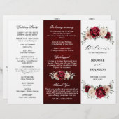 Burgundy Champagne Ivory Mauve Wedding Programme (Voorkant / Achterkant)