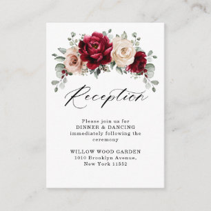 Burgundy Champagne Ivory Mauve Wedding Reception Informatiekaartje