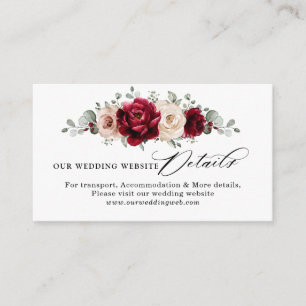 Burgundy Champagne Ivory Mauve Wedding Website Informatiekaartje