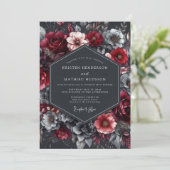 Burgundy Charcoal Nocturne Wedding Kaart (Staand voorkant)