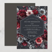 Burgundy Charcoal Nocturne Wedding Kaart (Voorkant / Achterkant)