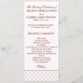 Burgundy Checked Pattern Wedding Ceremony Program Programma (Voorkant)
