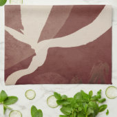 Burgundy Chestnut & Cream Abstracte Waterverf Theedoek (Gevouwen)