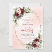 Burgundy Chic Bohemian Floral Wedding Invitation (Devant)