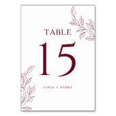 Burgundy Chic Botanische Tafelkaart Trouwtafel Num Kaart (Achterkant)