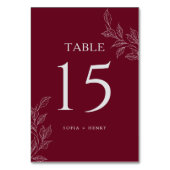 Burgundy Chic Botanische Tafelkaart Trouwtafel Num Kaart (Voorkant)