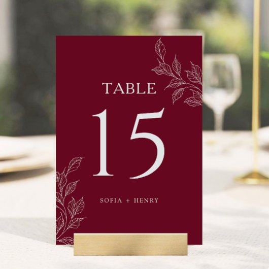 Burgundy Chic Botanische Tafelkaart Trouwtafel Num Kaart