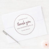 Burgundy Chic Script Thank You For Shopping Ronde Sticker (Envelop)