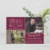 Burgundy Christelijk Verse Afstuderen Foto Collage Kaart (Staand voorkant)