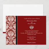 Burgundy Classic Damask Wedding Invitation Kaart (Voorkant / Achterkant)