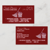 Burgundy Cleaning Service Maid Janitorial sparkle Visitekaartje (Voorkant / Achterkant)