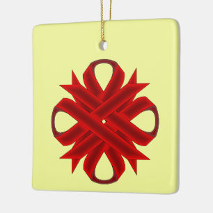 Burgundy Clover Ribbon door Kenneth Yoncich Keramisch Ornament
