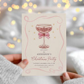 Burgundy Cocktail Christmas Party Invitation Kaart