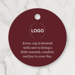 Burgundy Coffee Shop Logo Gift Tag Sjabloon Bedankjes Labels