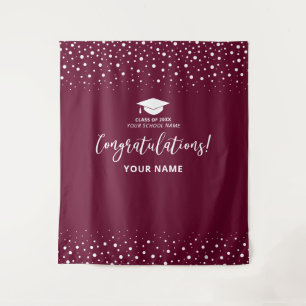 Burgundy Confetti Felicitaties Afstuderen Wandkleed
