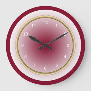 Burgundy Cool White en Faux Gold Trim Grote Klok