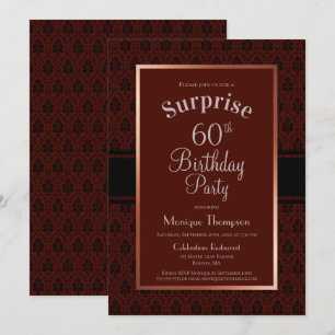 Burgundy Copper Surprise 60th Birthday Party Kaart