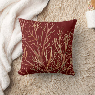 Burgundy & Cream Coral Pattern Kussen