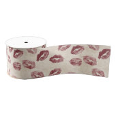 Burgundy Cream Lips Kiss Bridal Shower Grosgrain Lint (Spoel)