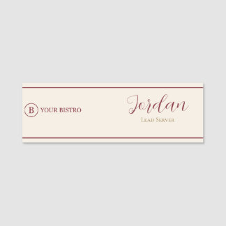Burgundy Cream Restaurant Server Logo Werknemer Naamplaatje