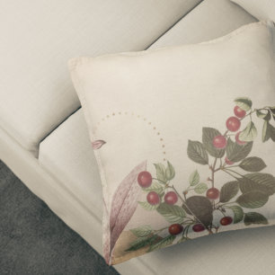Burgundy & Crème Botanische Print Kersen Kussen