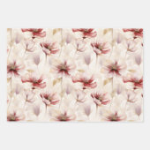 Burgundy Crème Lente Bloemen Bruiloft Borrel Inpakpapier Vel (Voorkant 3)