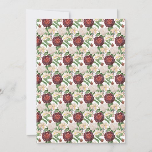 Burgundy Crème Rozen Bloemen Baby Shower uitnodigi (Achterkant)