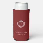 Burgundy Crest Wedding Custom Initials (Seltzer Achterkant)