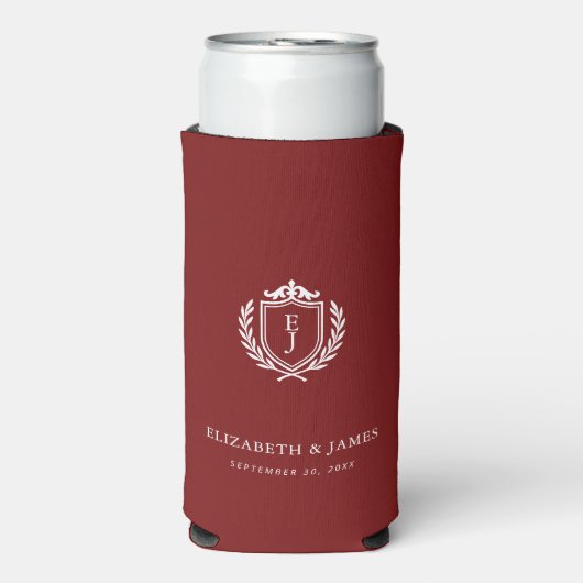 Burgundy Crest Wedding Custom Initials (Seltzer Voorkant)