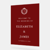 Burgundy Crest Wedding Welcome, Custom Initials (Angle)