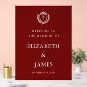 Burgundy Crest Wedding Welcome, Custom Initials (Mariage)
